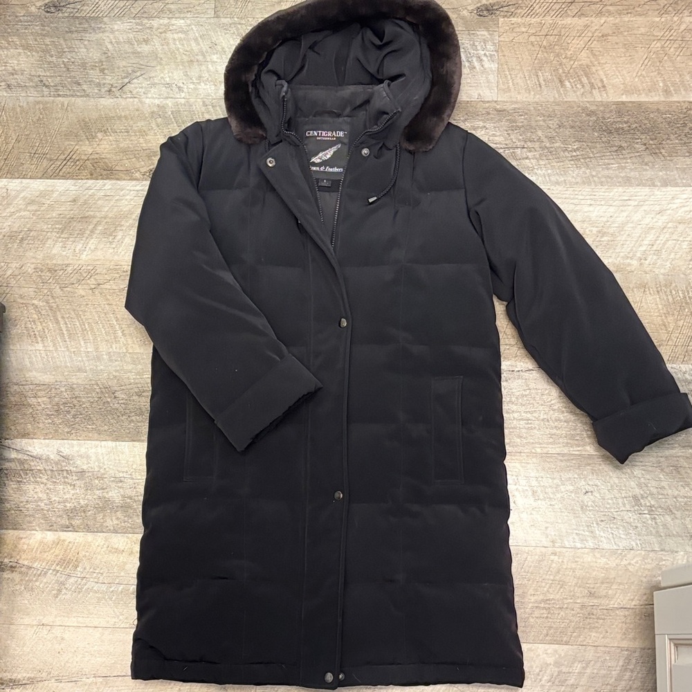 Women's Black Hooded Coat